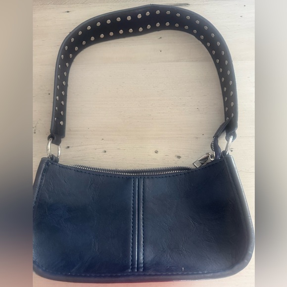 Navy Blue Stylish Women's Mini Solid Color Shoulder Bag With Rivet Decoration - Picture 5 of 6